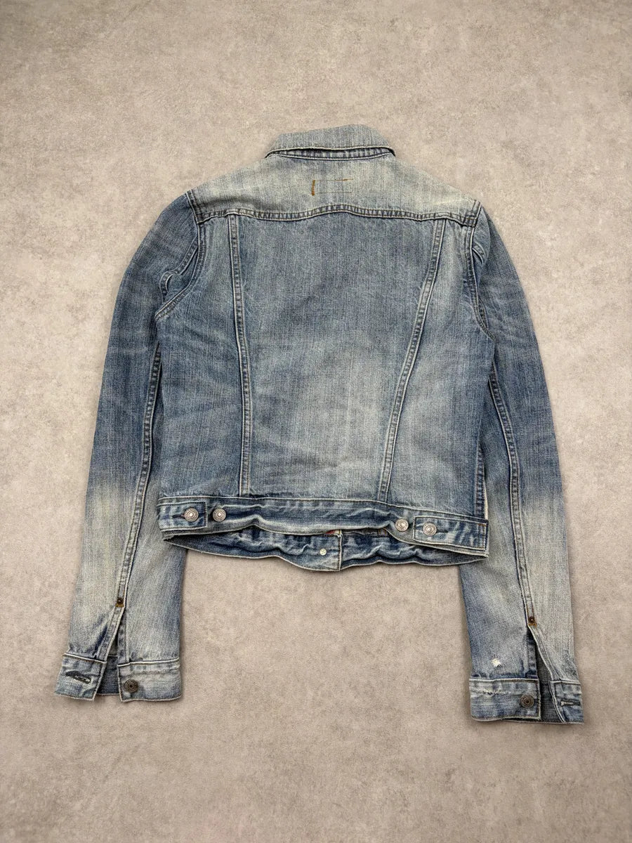 2010s Ralph Lauren Blue American Flag Distressed Denim Jacket buIEFWP 7