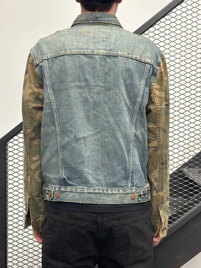 2010s Ralph Lauren Blue Denim Camo Sleeves Jacket sViqEhh 1