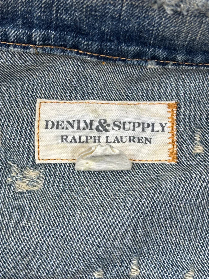 2010s Ralph Lauren Blue Denim Camo Sleeves Jacket sViqEhh 10
