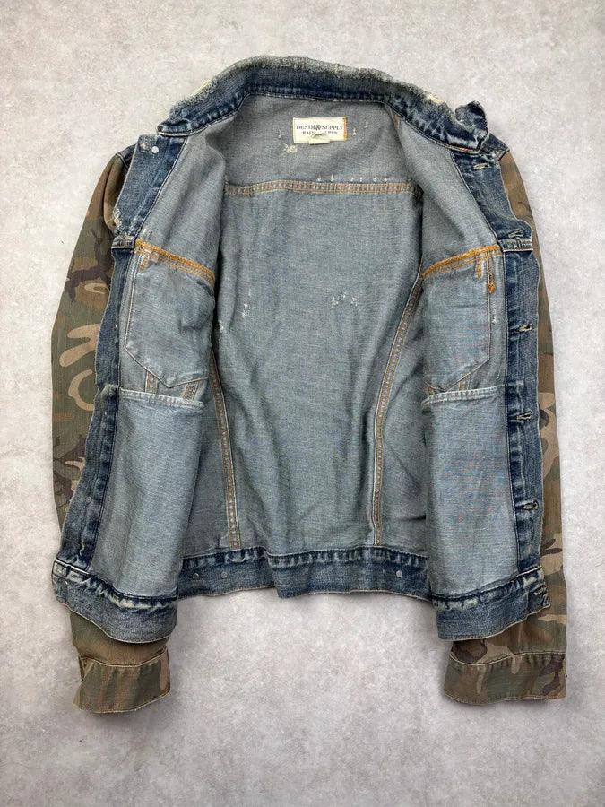 2010s Ralph Lauren Blue Denim Camo Sleeves Jacket sViqEhh 6