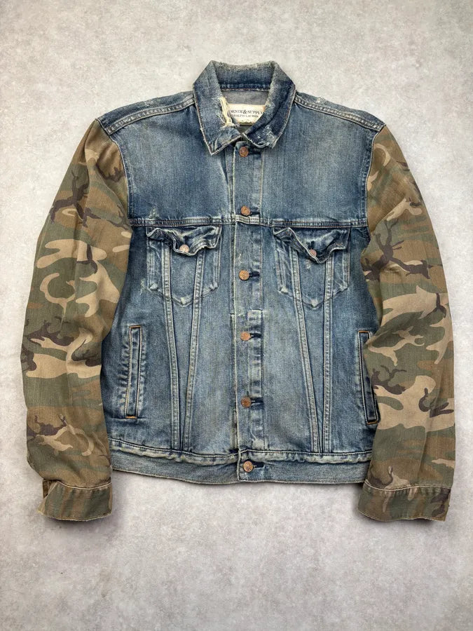 2010s Ralph Lauren Blue Denim Camo Sleeves Jacket sViqEhh 2