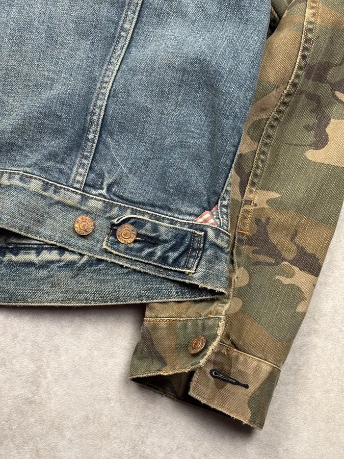 2010s Ralph Lauren Blue Denim Camo Sleeves Jacket sViqEhh 9