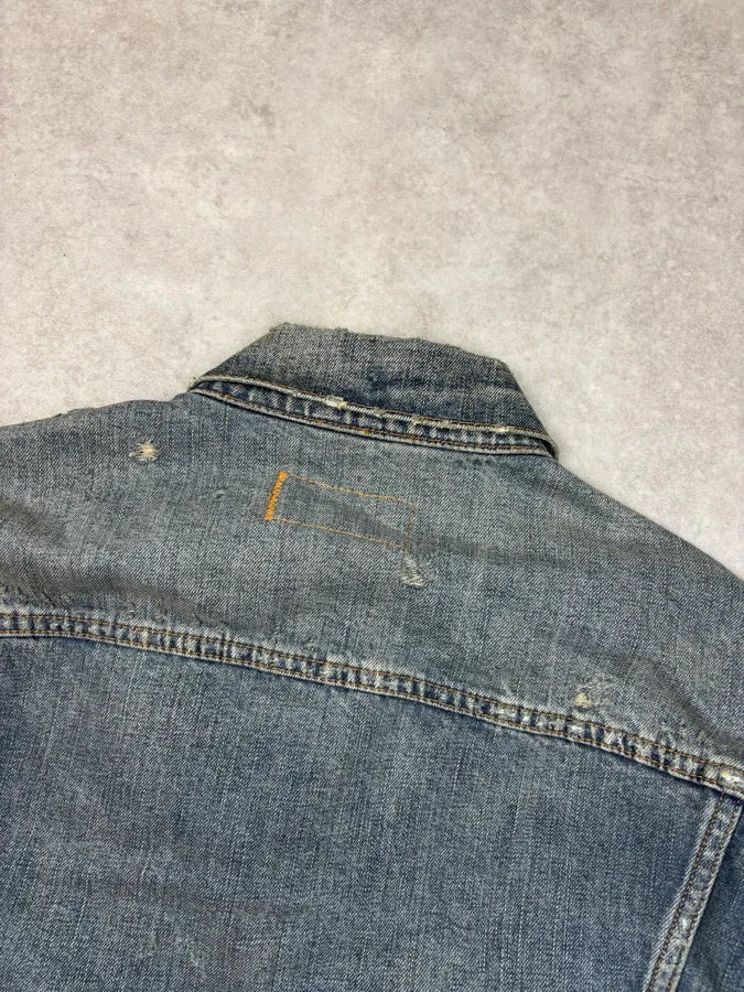2010s Ralph Lauren Blue Denim Camo Sleeves Jacket sViqEhh 5