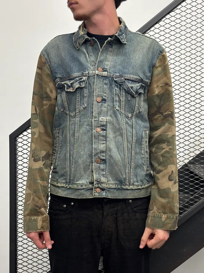 2010s Ralph Lauren Blue Denim Camo Sleeves Jacket sViqEhh 0