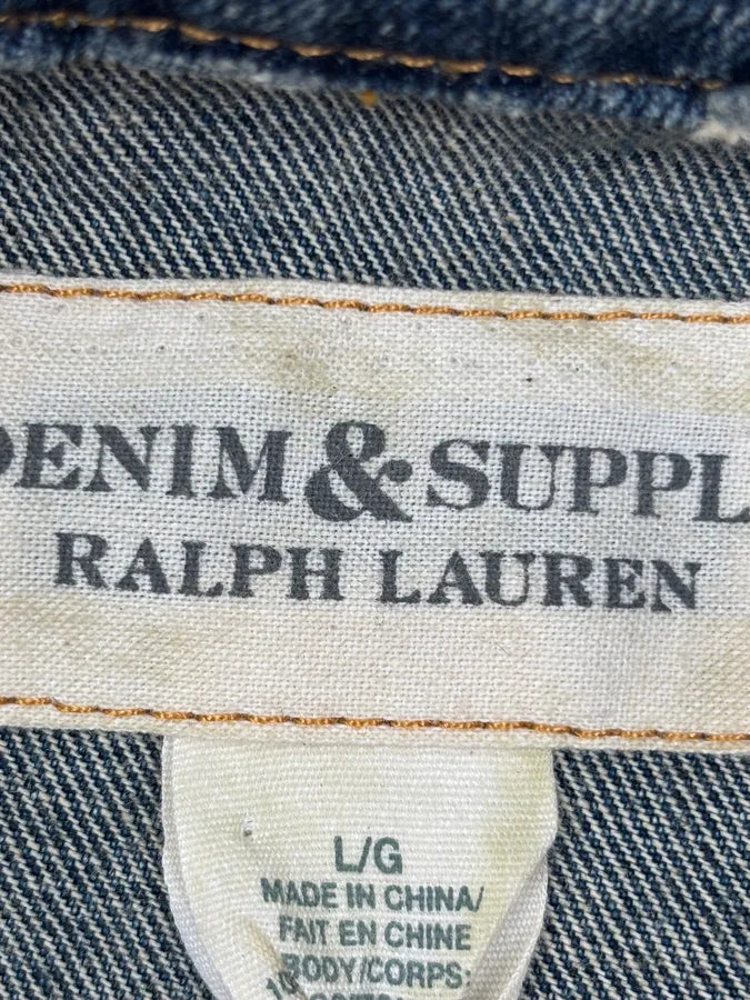 2010s Ralph Lauren Blue Denim Camo Sleeves Jacket sViqEhh 11
