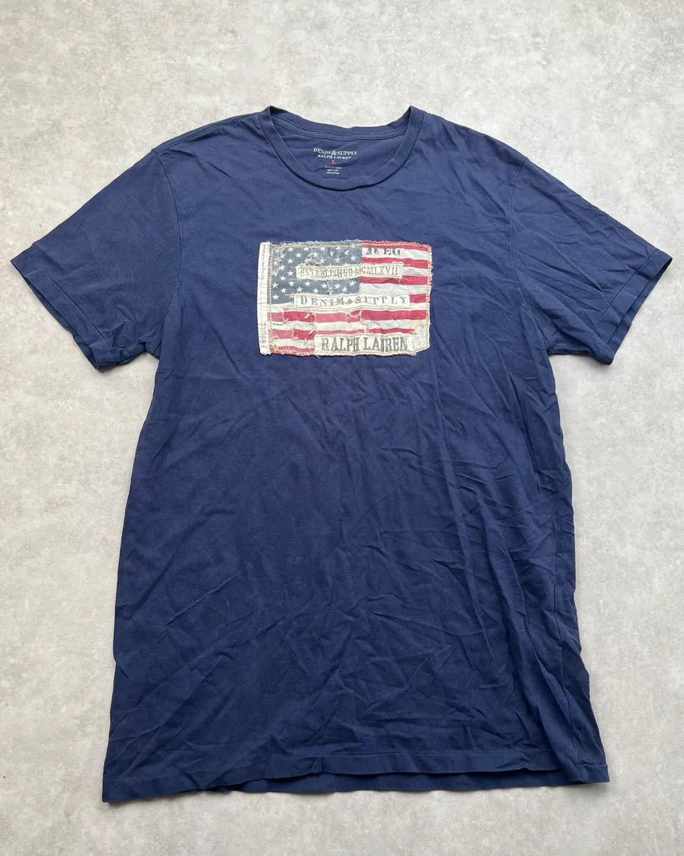2010s Ralph Lauren USA Blue Flag T-Shirt GBcGYMs 0