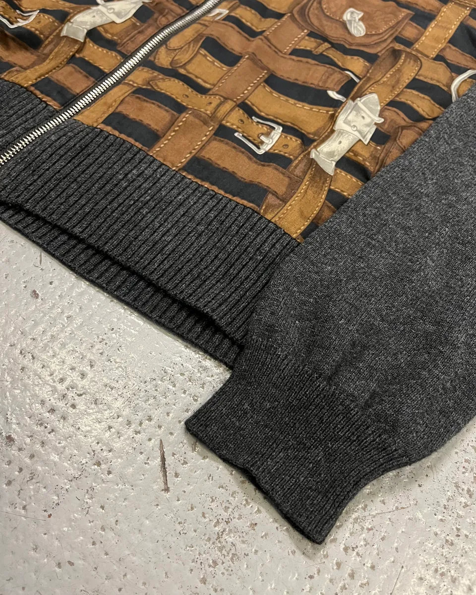 Ralph Lauren Brown Equestrian Belt Grey Zip-Up Sweater RrFQotH 5