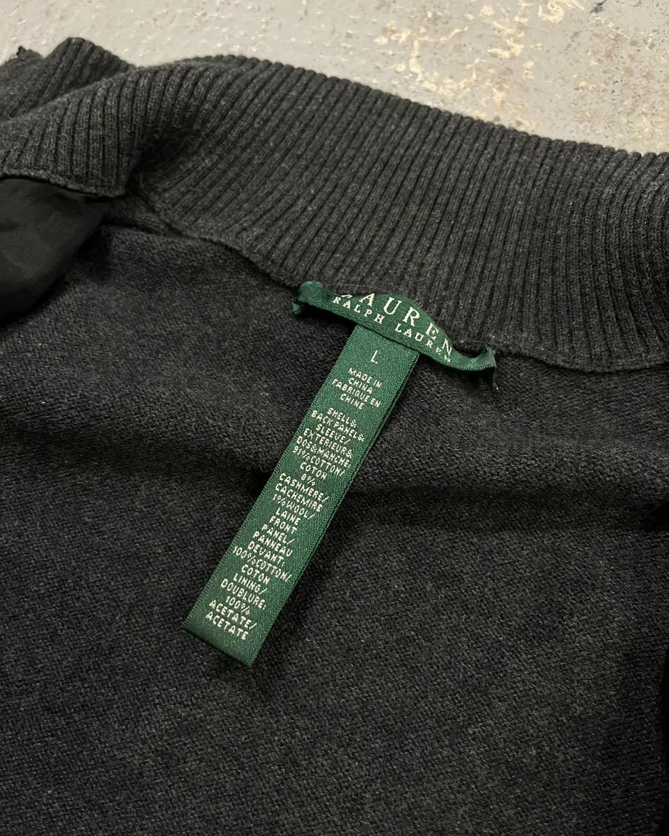 Ralph Lauren Brown Equestrian Belt Grey Zip-Up Sweater RrFQotH 8