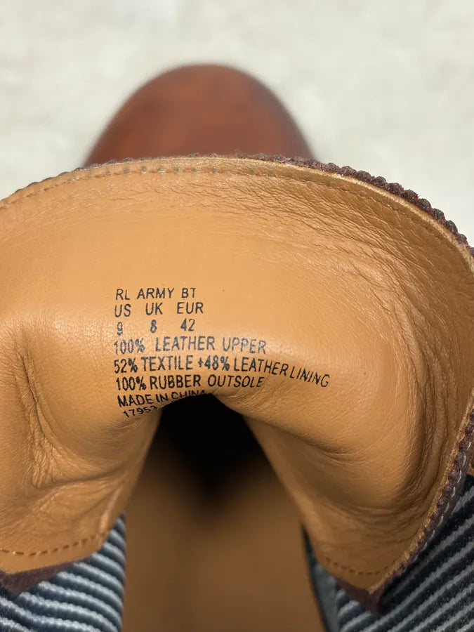 Ralph Lauren Brown Leather Army Boots NzIPLaK 9