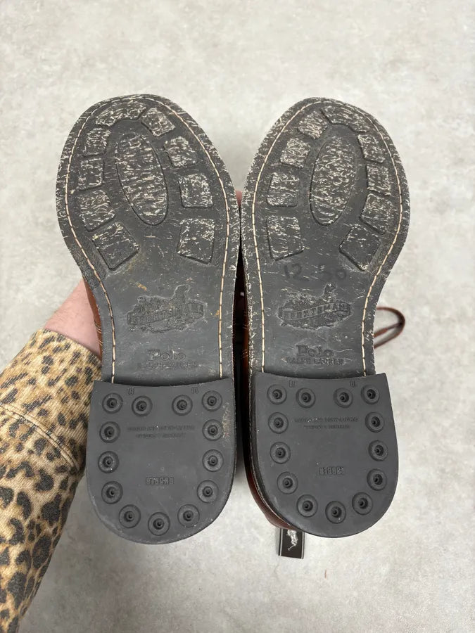 Ralph Lauren Brown Leather Army Boots NzIPLaK 7