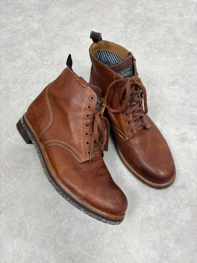 Ralph Lauren Brown Leather Army Boots NzIPLaK 4