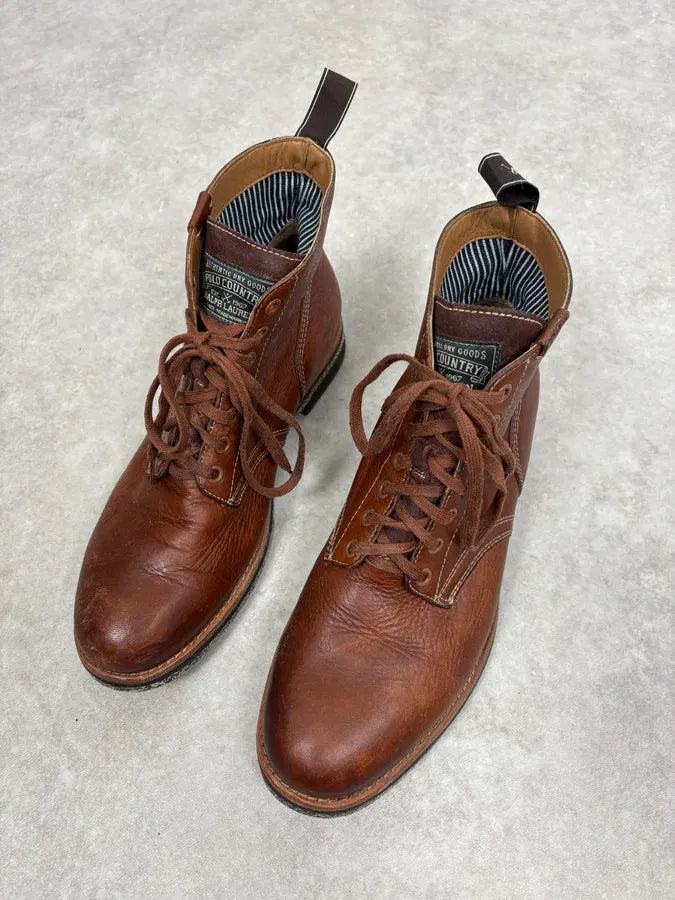 Ralph Lauren Brown Leather Army Boots NzIPLaK 2