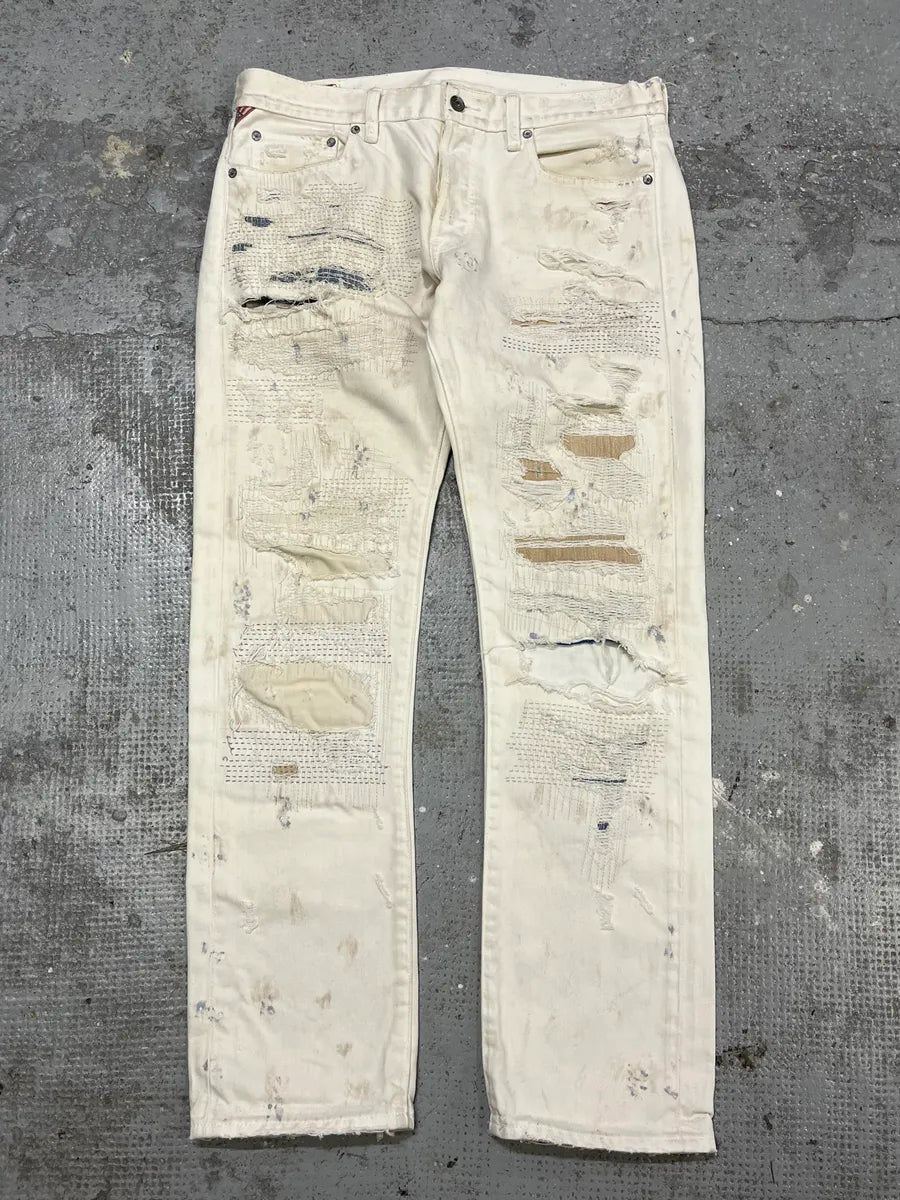 Ralph Lauren Creamy Artisanal Denim & Supply Distressed Pants (L) GRRMnTw 0