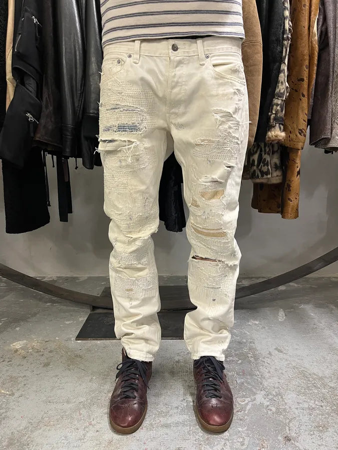 Ralph Lauren Creamy Artisanal Denim & Supply Distressed Pants (L) GRRMnTw 1