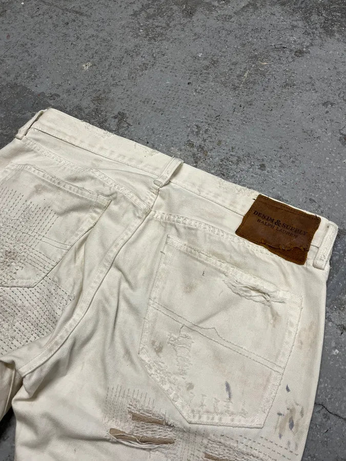 Ralph Lauren Creamy Artisanal Denim & Supply Distressed Pants (L) GRRMnTw 10