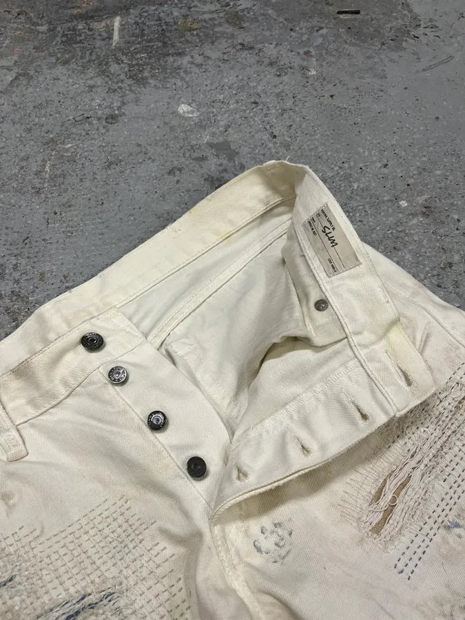 Ralph Lauren Creamy Artisanal Denim & Supply Distressed Pants (L) GRRMnTw 12