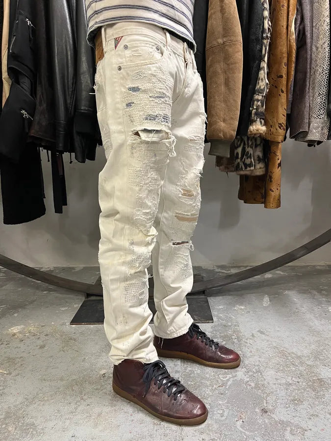 Ralph Lauren Creamy Artisanal Denim & Supply Distressed Pants (L) GRRMnTw 2