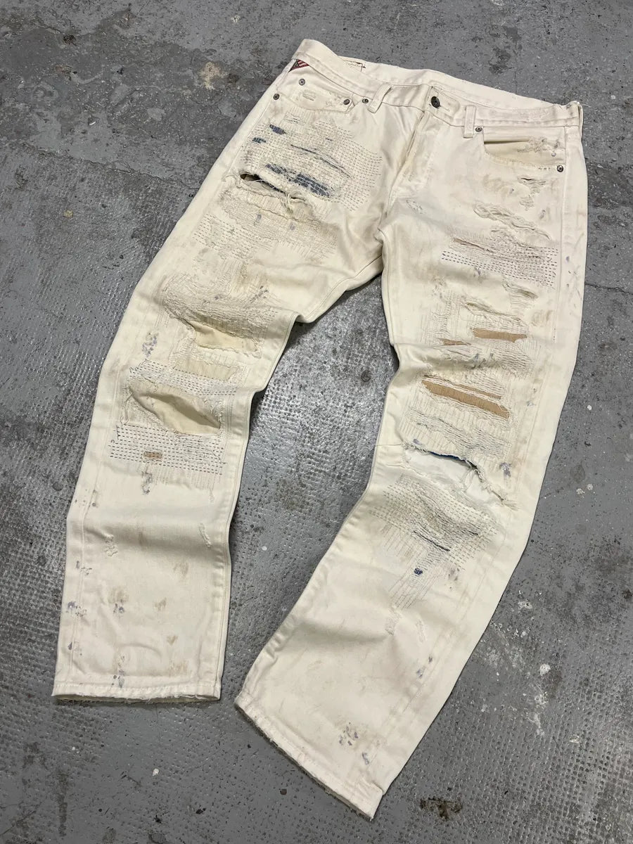 Ralph Lauren Creamy Artisanal Denim & Supply Distressed Pants (L) GRRMnTw 3
