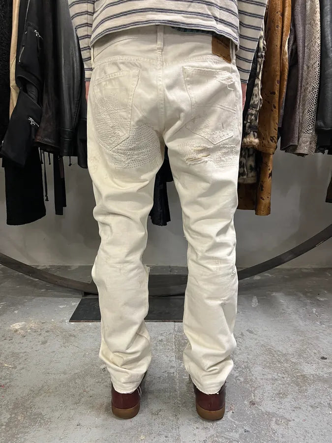 Ralph Lauren Creamy Artisanal Denim & Supply Distressed Pants (L) GRRMnTw 4