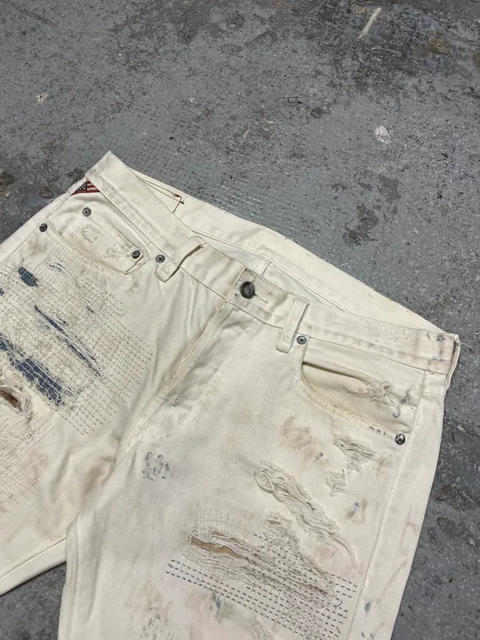 Ralph Lauren Creamy Artisanal Denim & Supply Distressed Pants (L) GRRMnTw 5