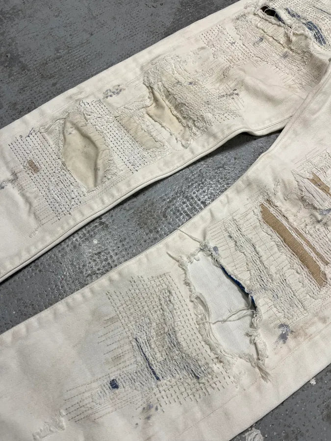 Ralph Lauren Creamy Artisanal Denim & Supply Distressed Pants (L) GRRMnTw 7