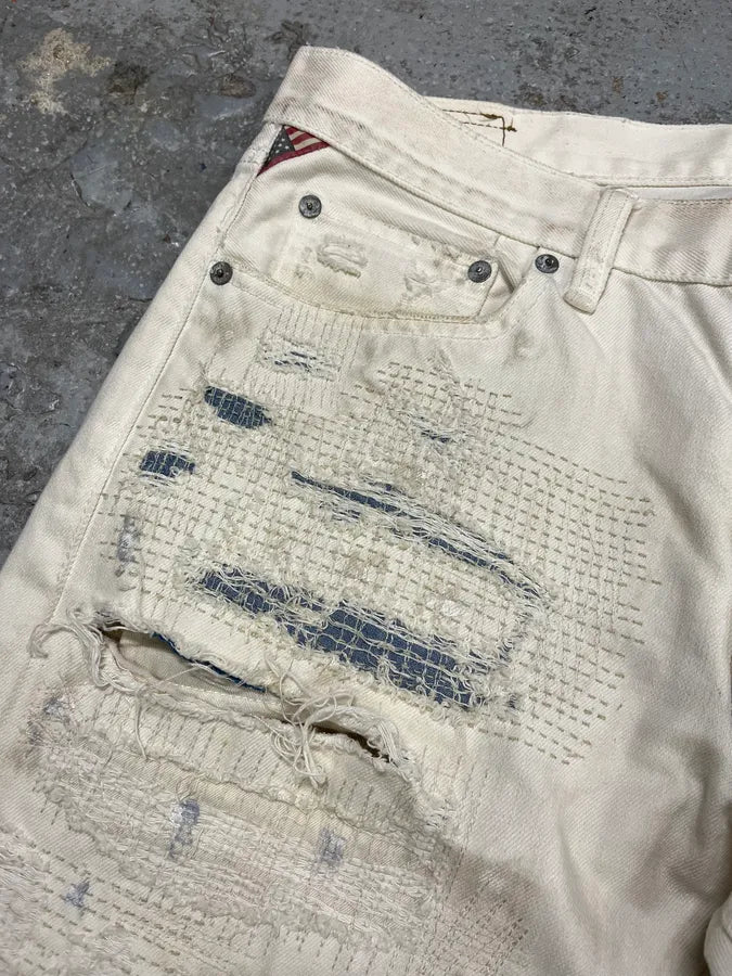 Ralph Lauren Creamy Artisanal Denim & Supply Distressed Pants (L) GRRMnTw 8