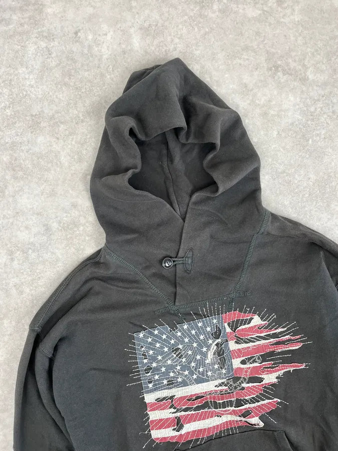 Ralph Lauren Dark Grey Distressed USA Flag Hoodie FUrVCXG 3