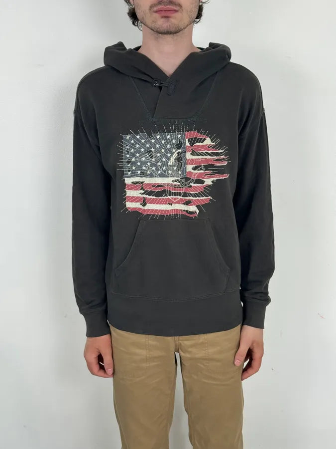 Ralph Lauren Dark Grey Distressed USA Flag Hoodie FUrVCXG 1