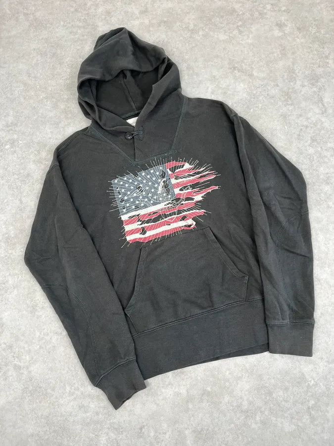 Ralph Lauren Dark Grey Distressed USA Flag Hoodie FUrVCXG 4