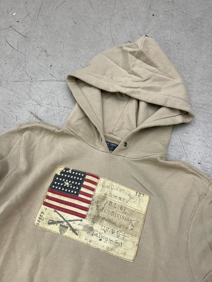 Ralph Lauren Denim & Supply American Flag Beige Hoodie qVAWwqv 5