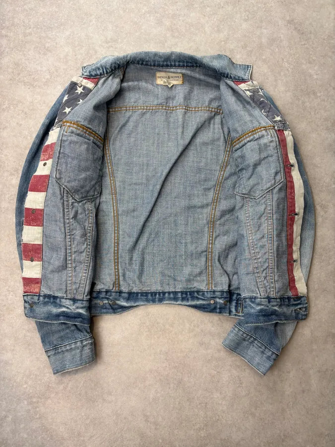2010s Ralph Lauren Blue American Flag Denim Jacket bNjmwXZ 7