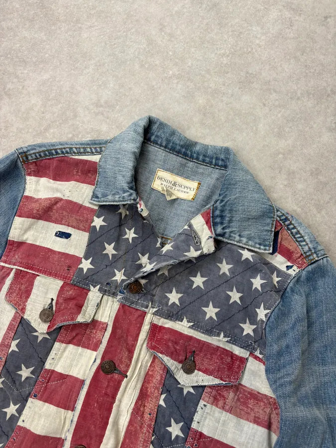 2010s Ralph Lauren Blue American Flag Denim Jacket bNjmwXZ 3