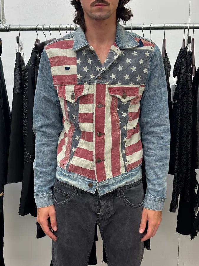 2010s Ralph Lauren Blue American Flag Denim Jacket bNjmwXZ 1