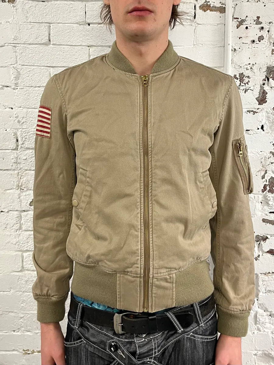 Ralph Lauren Denim & Supply Beige USA Bomber Jacket aJSQYob 0