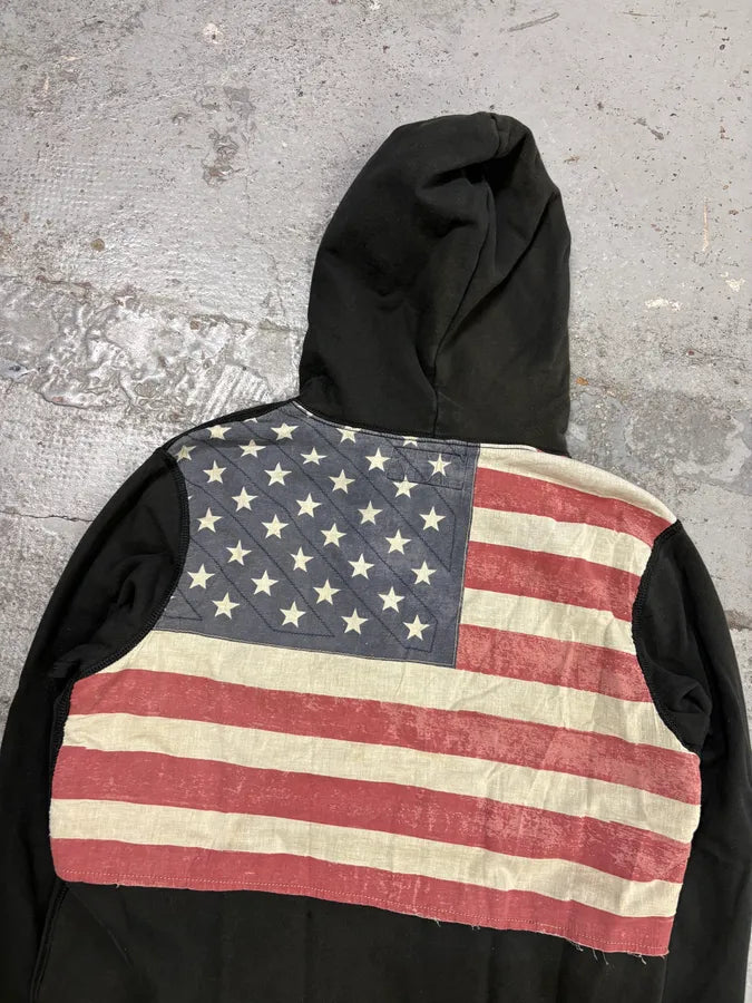 2010s Ralph Lauren Dark Green American Flag Zip-up Hoodie mUKfKWC 5