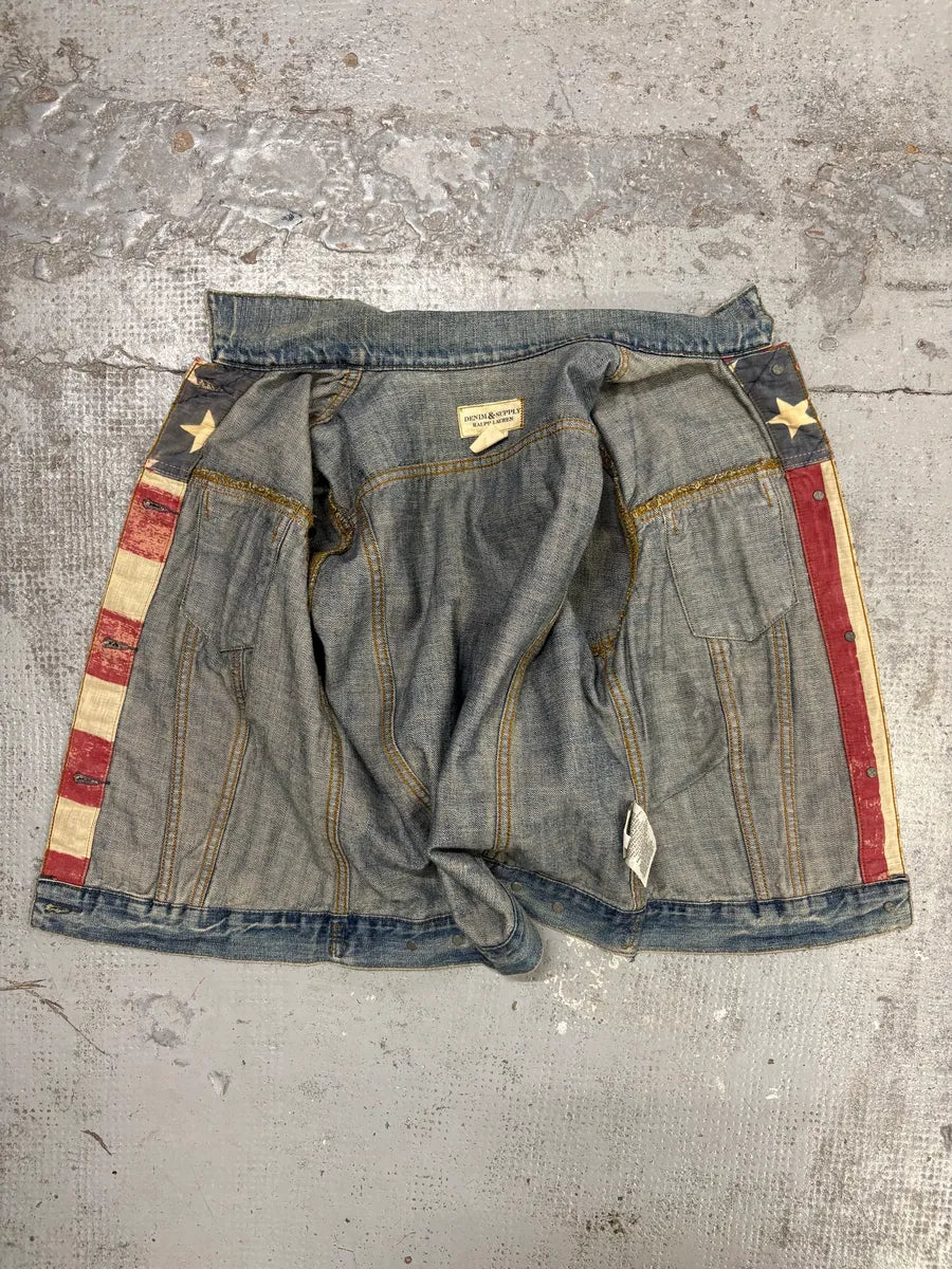 2010s Ralph Lauren Blue & Red Denim American Flag Denim Jacket FhoPqCd 7