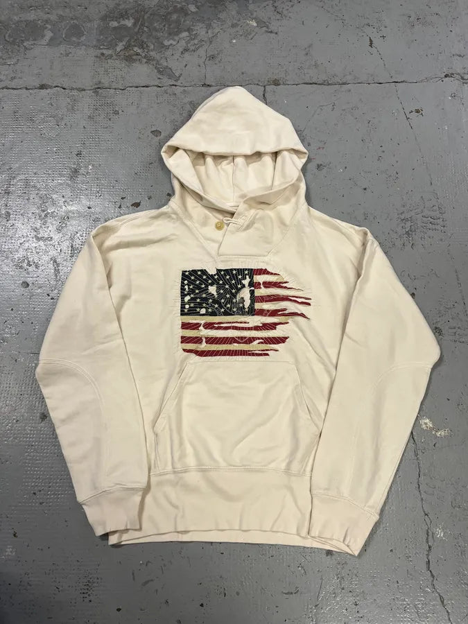 Ralph Lauren Denim & Supply Cream Embroidered US Flag Hoodie DHPgzsh 0