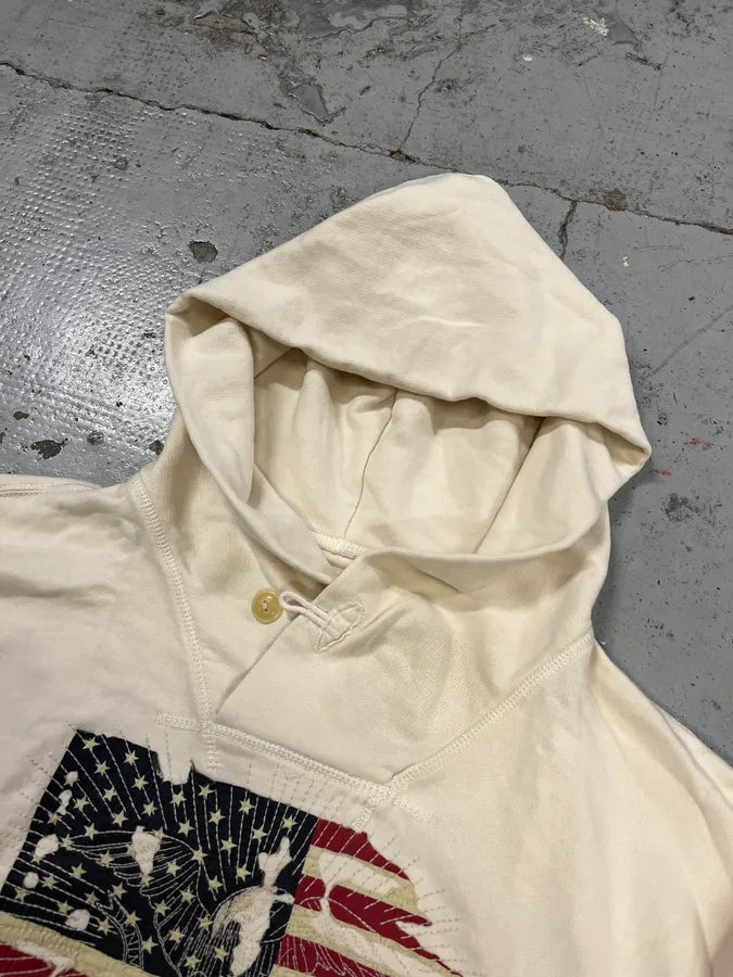 Ralph Lauren Denim & Supply Cream Embroidered US Flag Hoodie DHPgzsh 5