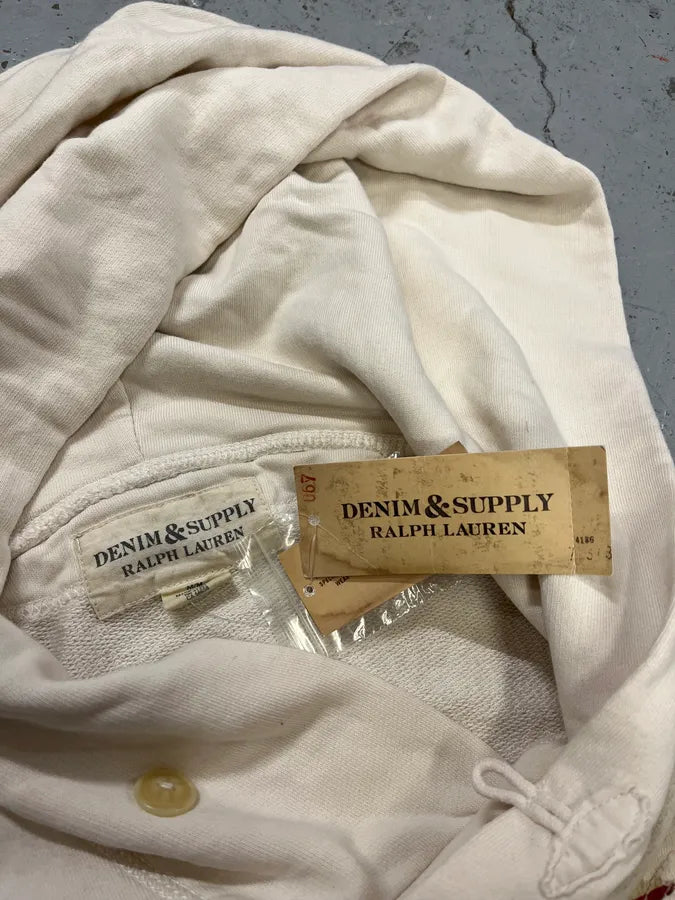 Ralph Lauren Denim & Supply Cream Embroidered US Flag Hoodie DHPgzsh 7