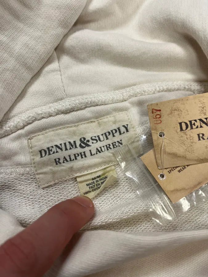 Ralph Lauren Denim & Supply Cream Embroidered US Flag Hoodie DHPgzsh 8