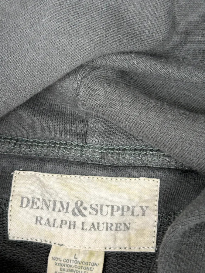 Ralph Lauren Denim & Supply Destroyed USA Flag Black Hoodie aOUsXna 7