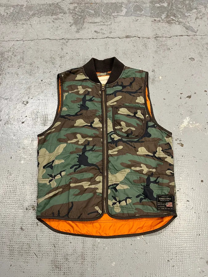Ralph Lauren Denim & Supply Destroyed USA Flag Camo Vest Jacket NrYCAWR 0