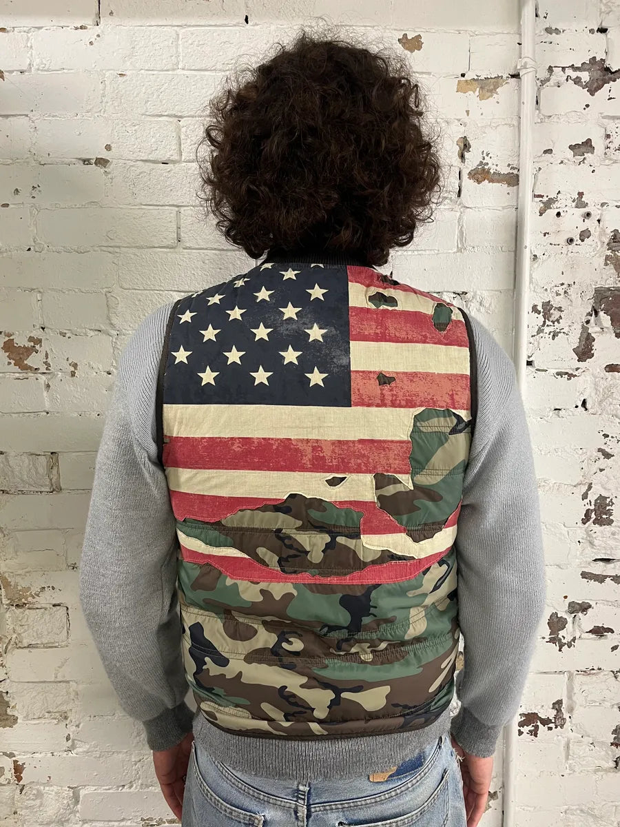 Ralph Lauren Denim & Supply Destroyed USA Flag Camo Vest Jacket NrYCAWR 2