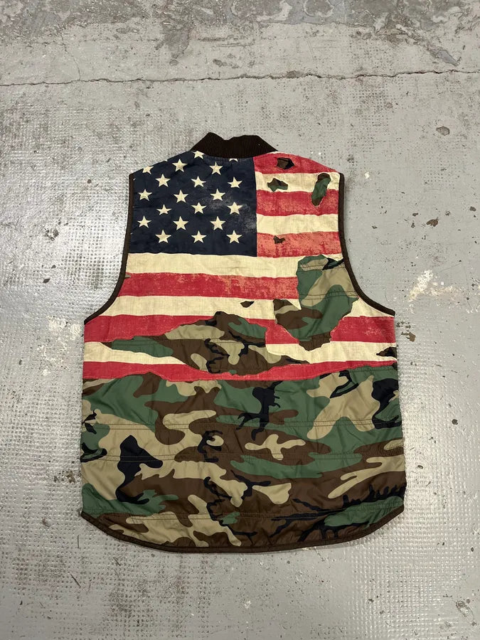 Ralph Lauren Denim & Supply Destroyed USA Flag Camo Vest Jacket NrYCAWR 5