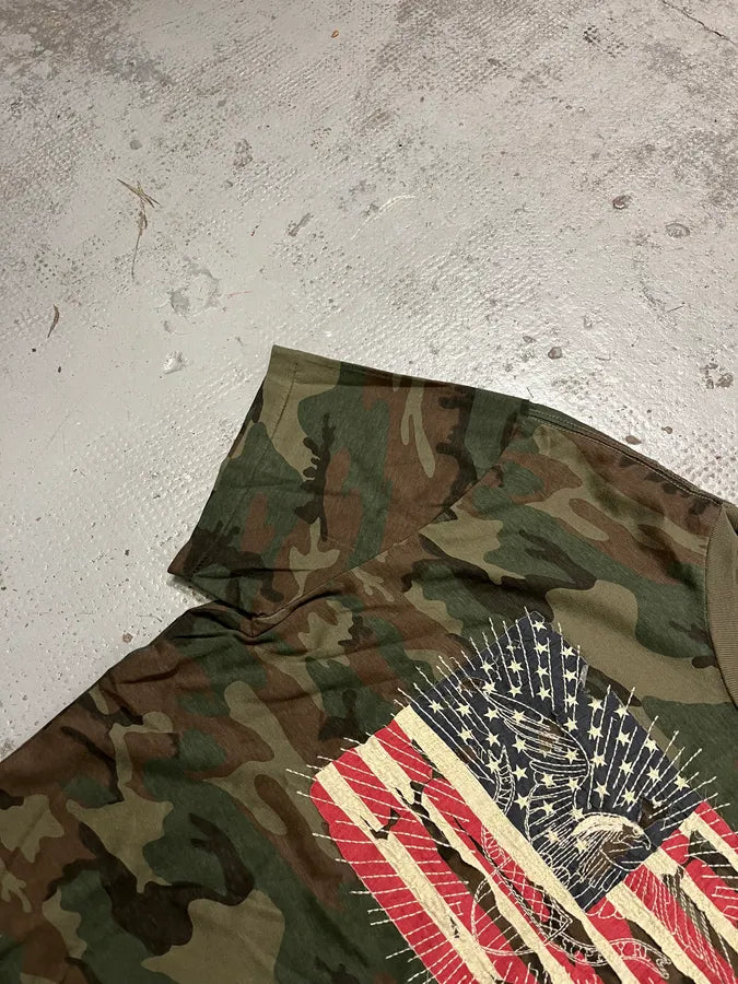 Ralph Lauren Denim & Supply Destroyed USA Flag Eagle Camo T-Shirt fJNROMP 4