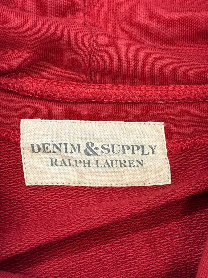 Ralph Lauren Denim & Supply Destroyed USA Flag Red Hoodie MDZzwXY 8