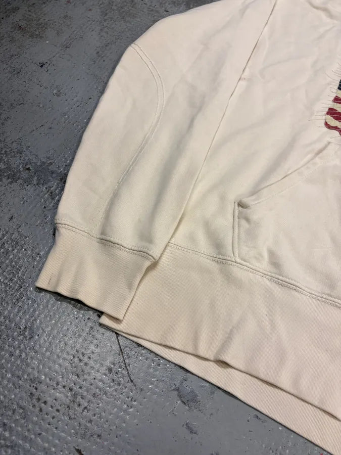 Ralph Lauren Denim & Supply Destroyed USA Flag Cream Hoodie eHZParH 6