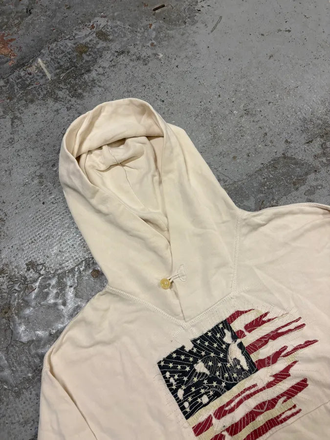 Ralph Lauren Denim & Supply Destroyed USA Flag Cream Hoodie eHZParH 4