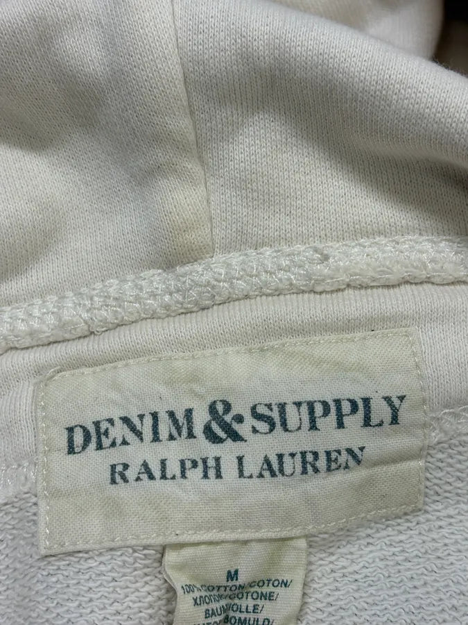 Ralph Lauren Denim & Supply Destroyed USA Flag Cream Hoodie eHZParH 8