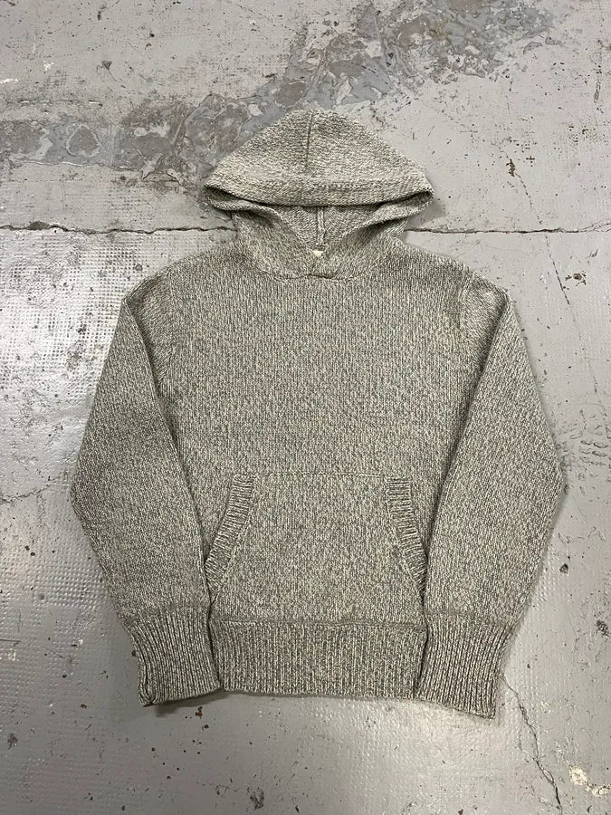 Ralph Lauren Denim & Supply Grey Acrylic Wool Ribbed Knit Hoodie GJUlcFy 0